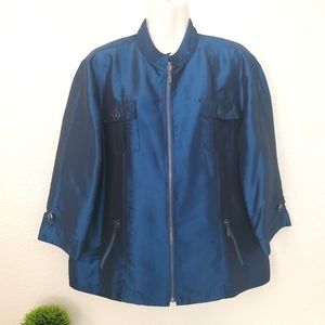 CHICOS Metallic Blue Moto Jacket
